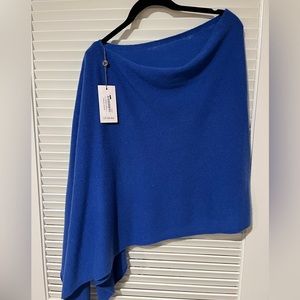 Alashan Cashmere Dress Topper Poncho in Cruise Blue